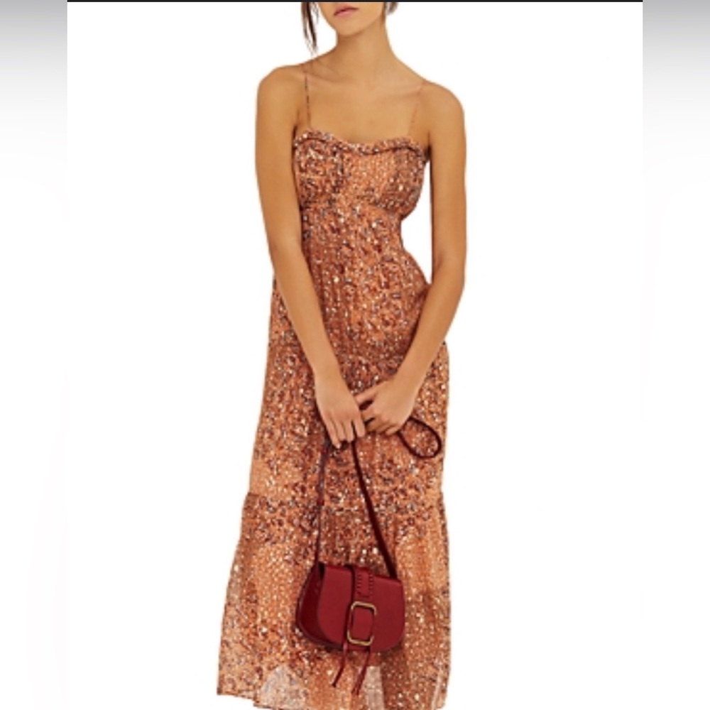 ba&sh odette open back midi dress in peach